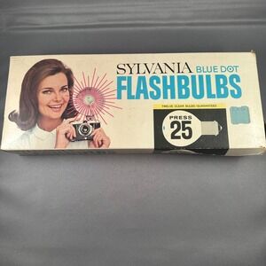 Sylvania Blue Dot Flashbulbs Press 25 Type 25 Clear 8 Count Vintage Photography